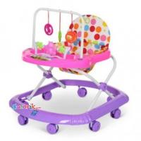 Ходунки музыкальные фиолетовые с розовым с игрушками, дуга с подвесками, М 0591-2 